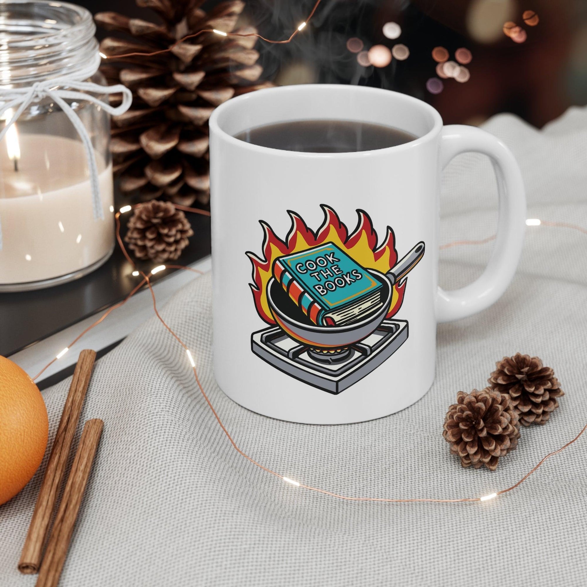 Cook the Books Mug | Punny 11 oz Cartoon Gift