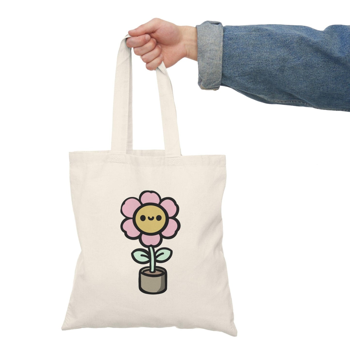 Cartoon Flower in a Pot Tote Bag – Eco-Friendly Design