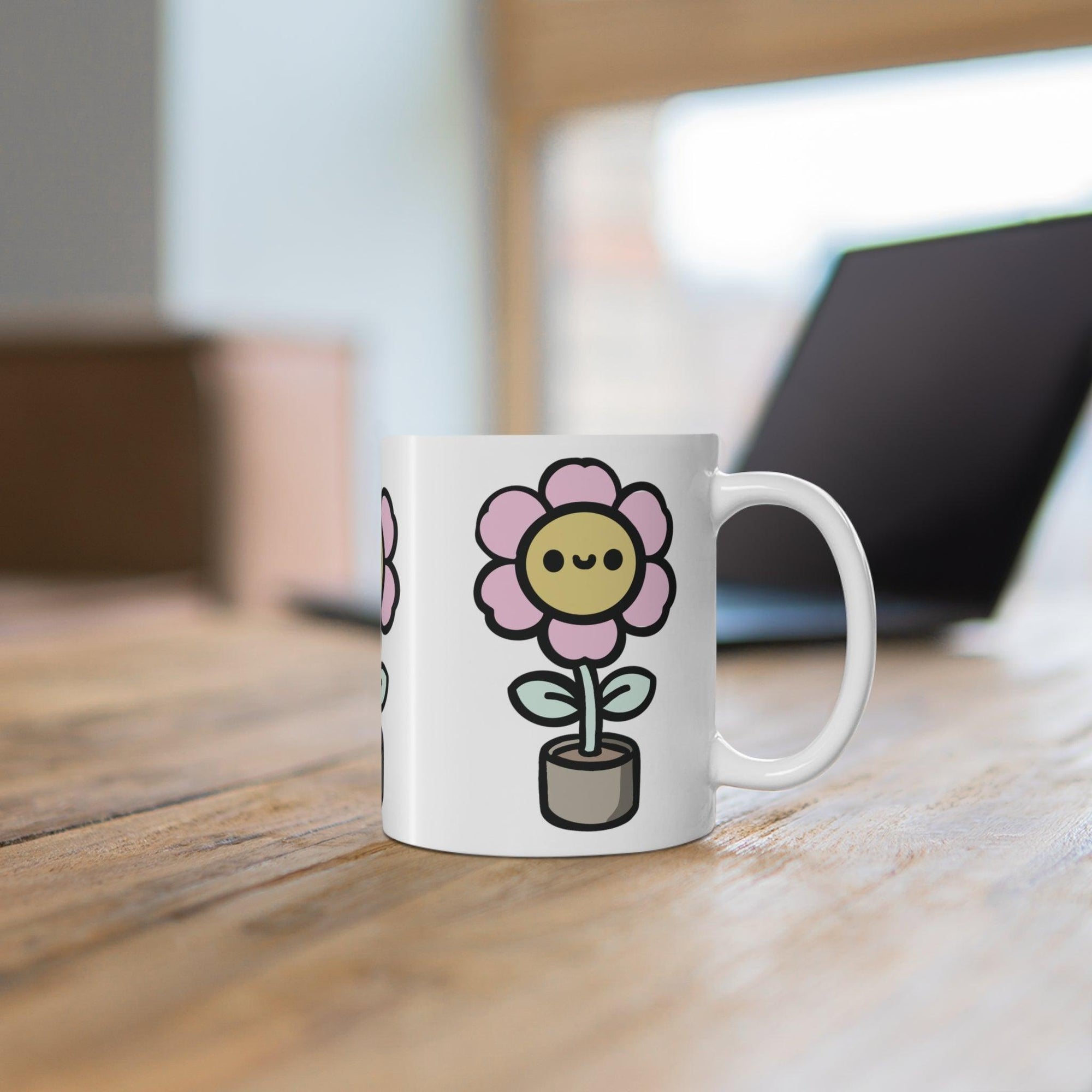 Cartoon Flower in Pot Mug | Blooming 11 oz Cheer