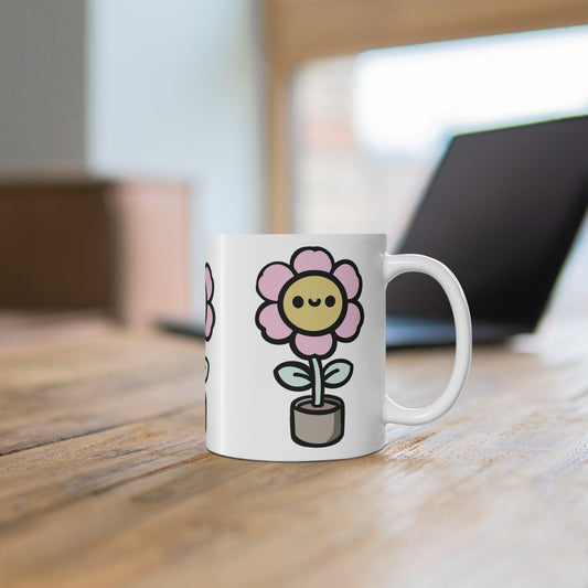 Cartoon Flower in Pot Mug | Blooming 11 oz Cheer