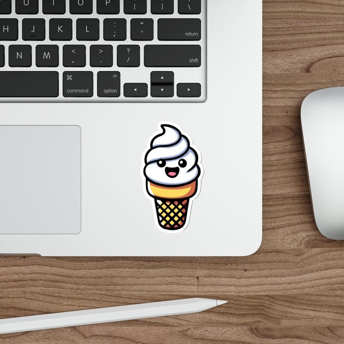 Cartoon Ice Cream Cone Sticker – Sweet Vinyl Dessert Decal
