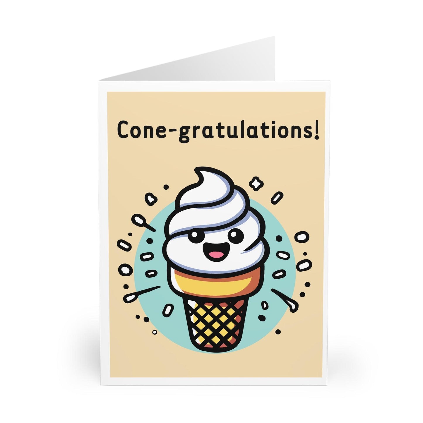 Cone-gratulations! – Funny Ice Cream Pun Celebration Card