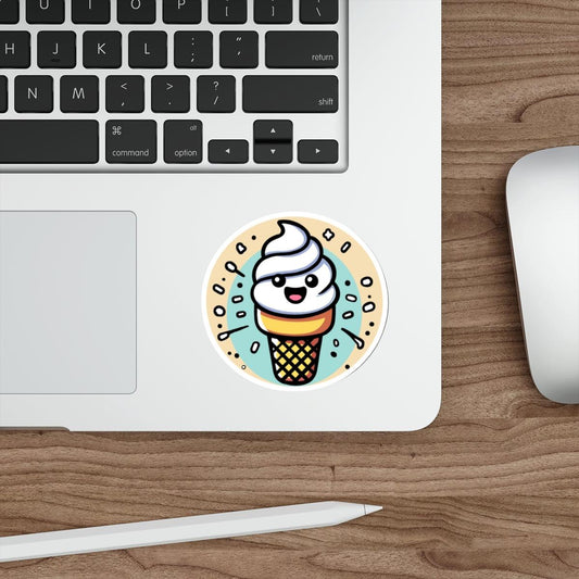 Cartoon Ice Cream Cone Sticker – Cute Dessert Vinyl