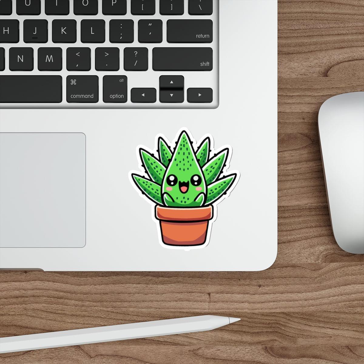 Cartoon Aloe Vera Sticker – Cute Plant Lover Vinyl Decal