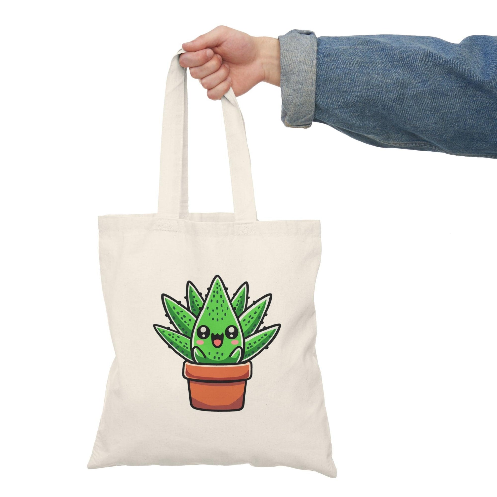 Cartoon Aloe Vera Tote Bag – Funny Eco Cotton Bag Gift