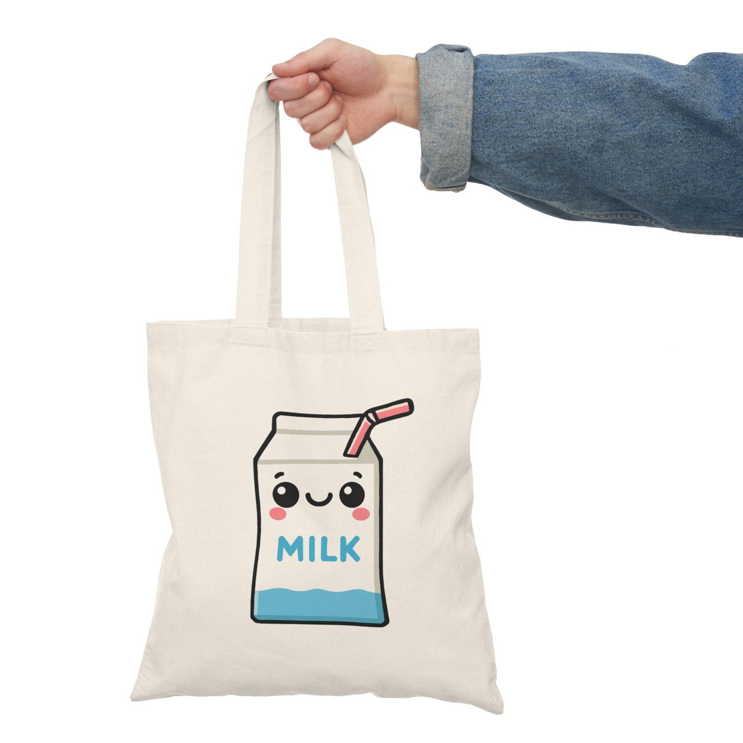 Cartoon Milk Carton Tote – Nostalgic Pastel Eco Shopper