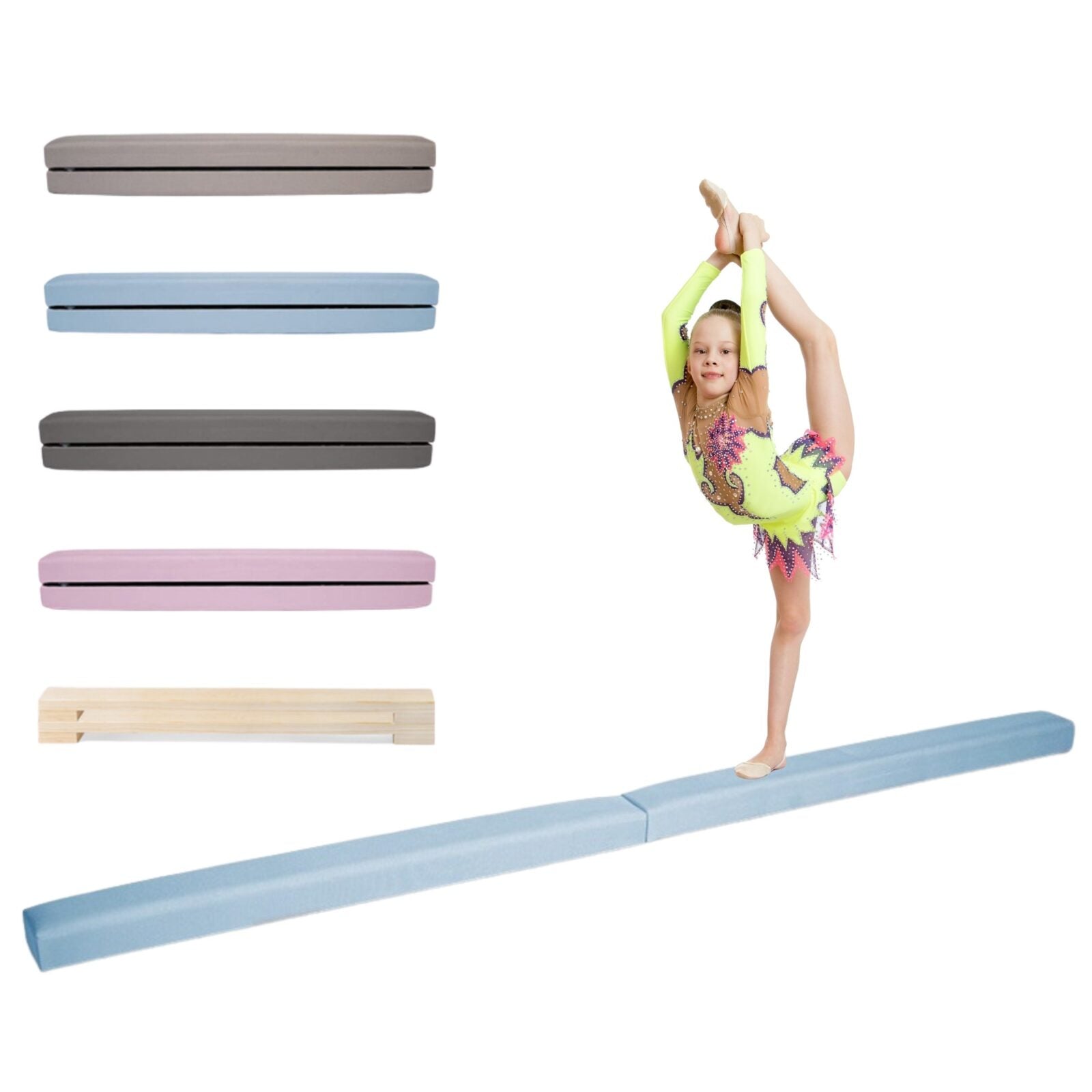 MAMOI® Gymnastics beam for kids Blue (200 cm), Padded non-slip folding balance beam, Kids gym equipment at home, Gymnastic floor beams & bases for children-0
