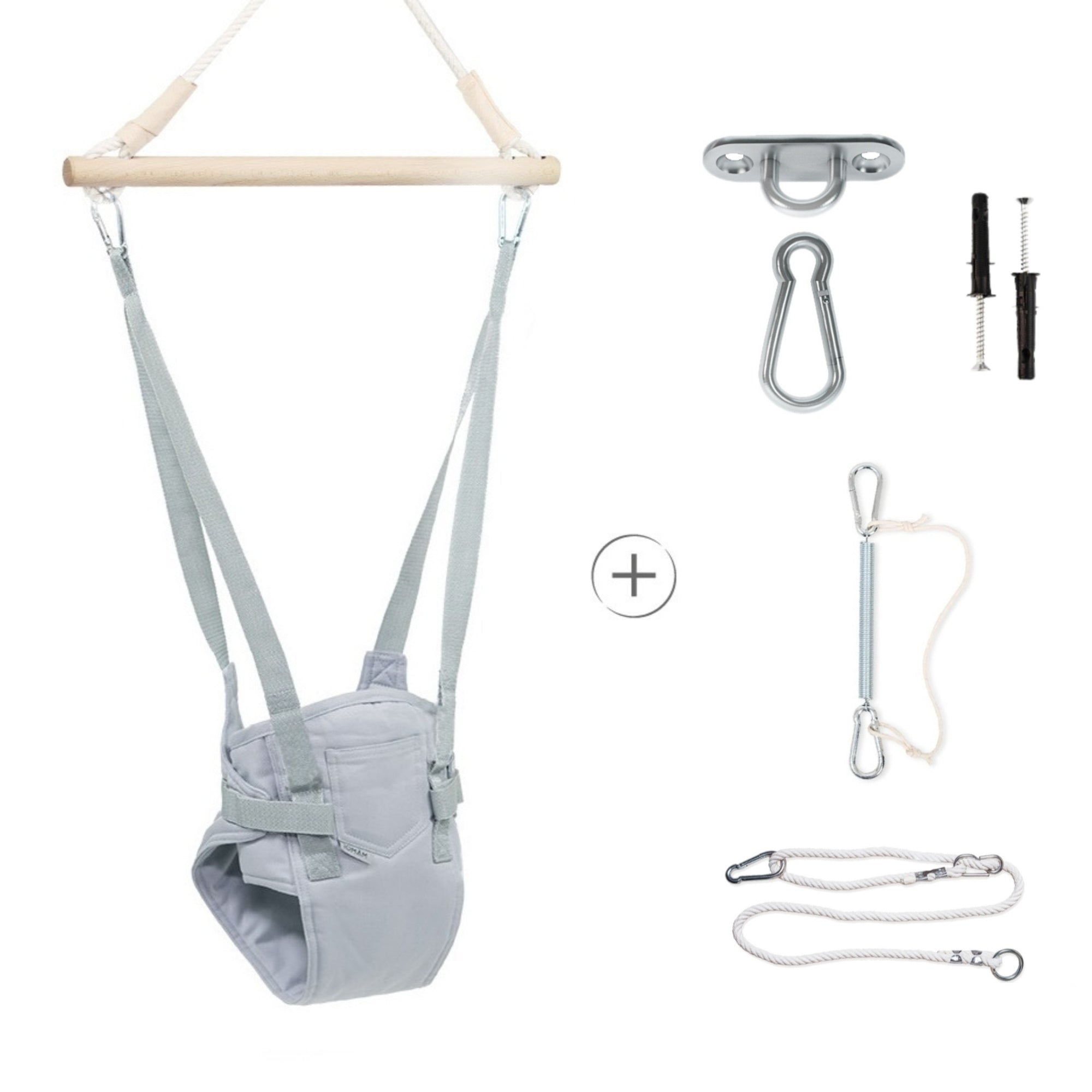 MAMOI® Baby bouncer Light grey, Swing seat, Indoor rocking bouncy chair, Toddler jolly jumper rocker, Door frame swings, Jumpers and bouncers for babies from 6 months-0