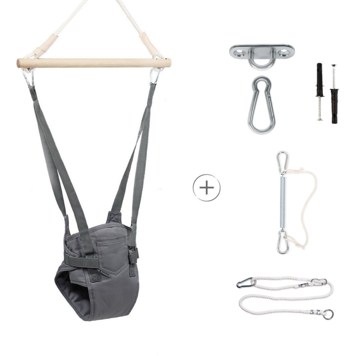 MAMOI® Baby bouncer Grey, Swing seat, Indoor rocking bouncy chair, Toddler jolly jumper rocker, Door frame swings, Jumpers and bouncers for babies from 6 months-0