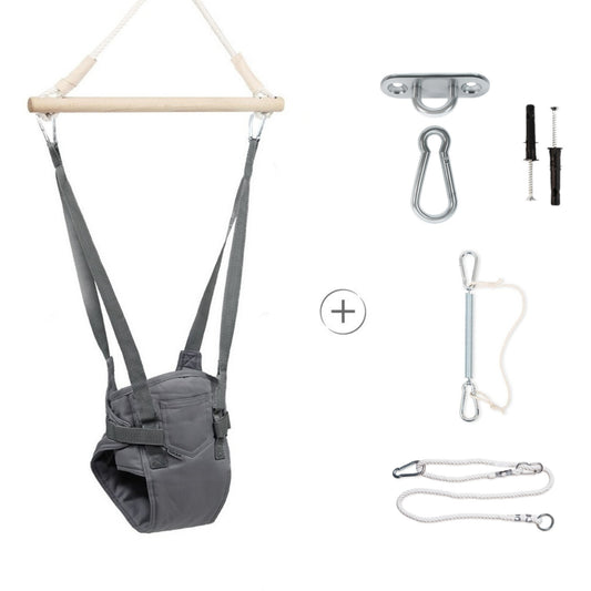 MAMOI® Baby bouncer Grey, Swing seat, Indoor rocking bouncy chair, Toddler jolly jumper rocker, Door frame swings, Jumpers and bouncers for babies from 6 months-0