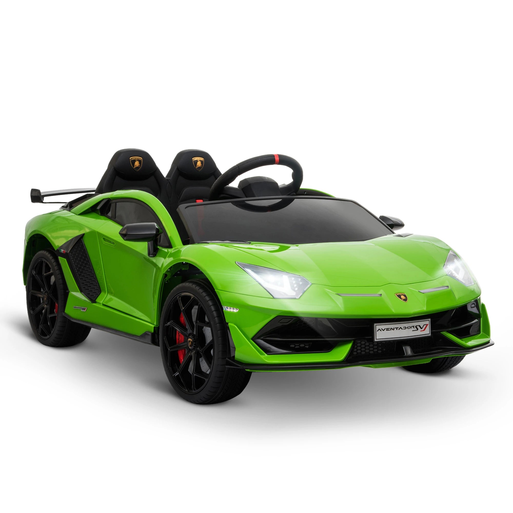 HOMCOM Compatible 12V Battery-powered Kids Electric Ride On Car Lamborghini Aventador Sports Racing Car Toy with Parental Remote Control Music Green-0