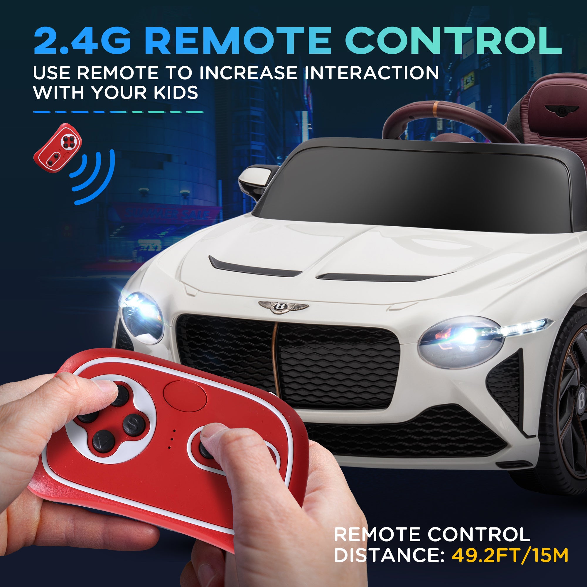 Bentley Bacalar Licensed 12V Kids Electric Ride on Car with Remote Control, Powered Electric Car w/ Portable Battery Aged 3-5 | HOMCOM-3
