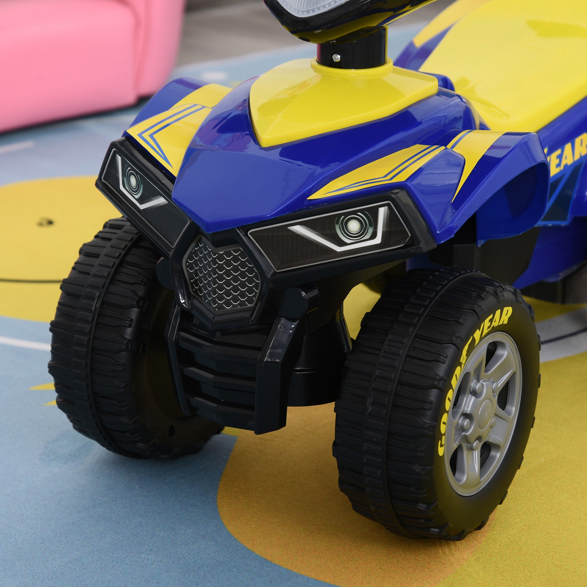 Kids Quad Bike Walker with Engaging Sound Effects, Sturdy PP Construction, Vibrant in Yellow & Blue | HOMCOM-7