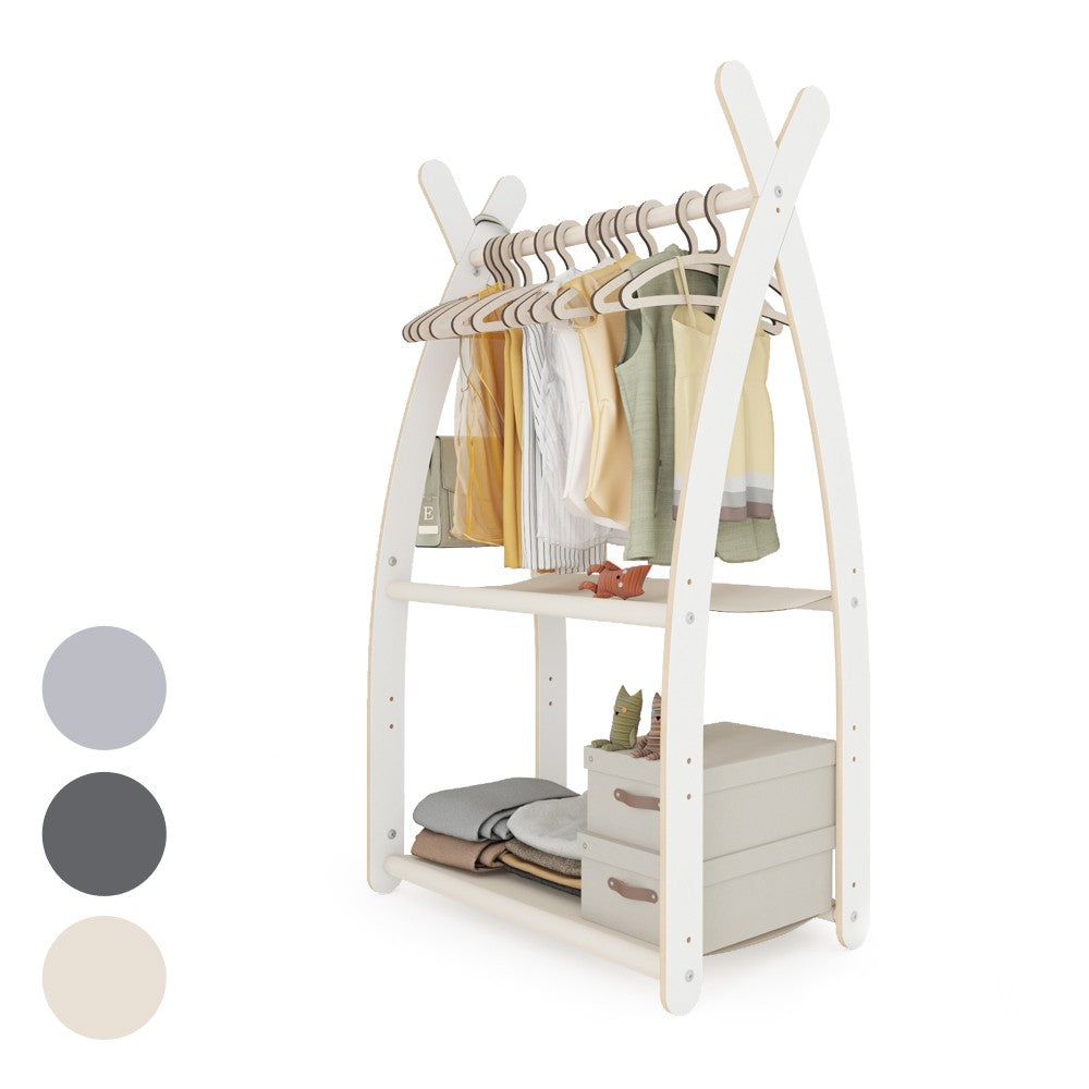 MAMOI® Children clothes rail Beige 53x95x32cm | Dressing up rail for kids made of Yarnwood | Baby wardrobe clothes storage modern design | Baby accessories | 100% ECO | MADE in EU-0