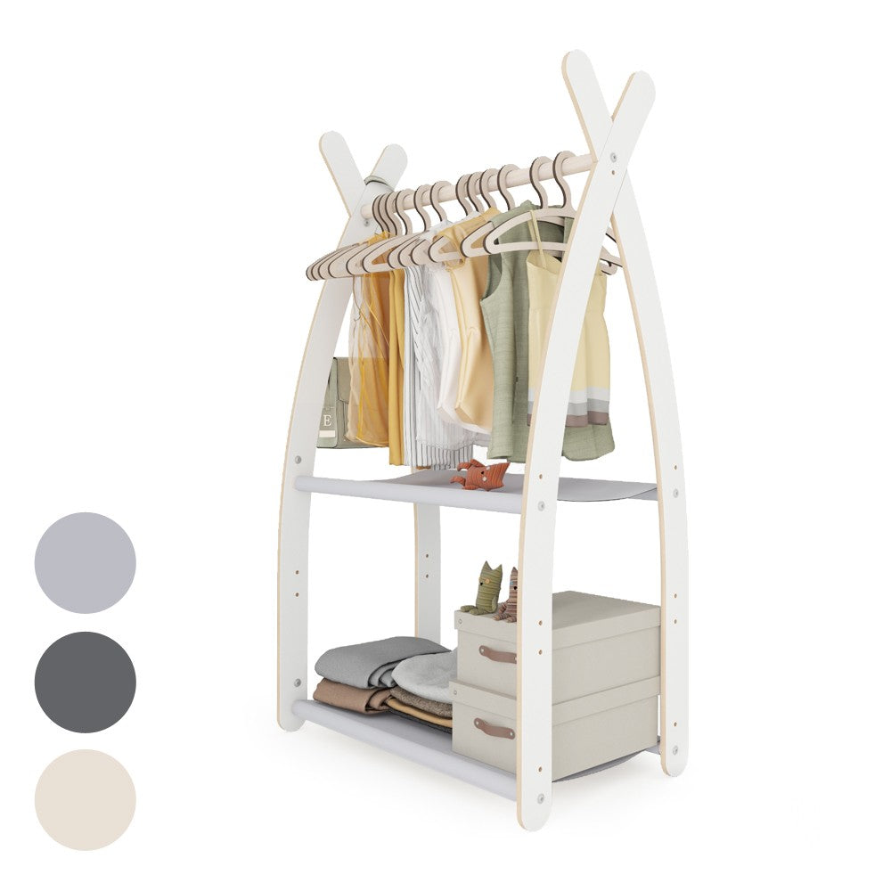 MAMOI® Children clothes rail Light grey 53x95x32cm | Dressing up rail for kids made of Yarnwood | Baby wardrobe clothes storage modern design | Baby accessories | 100% ECO | MADE in EU-0