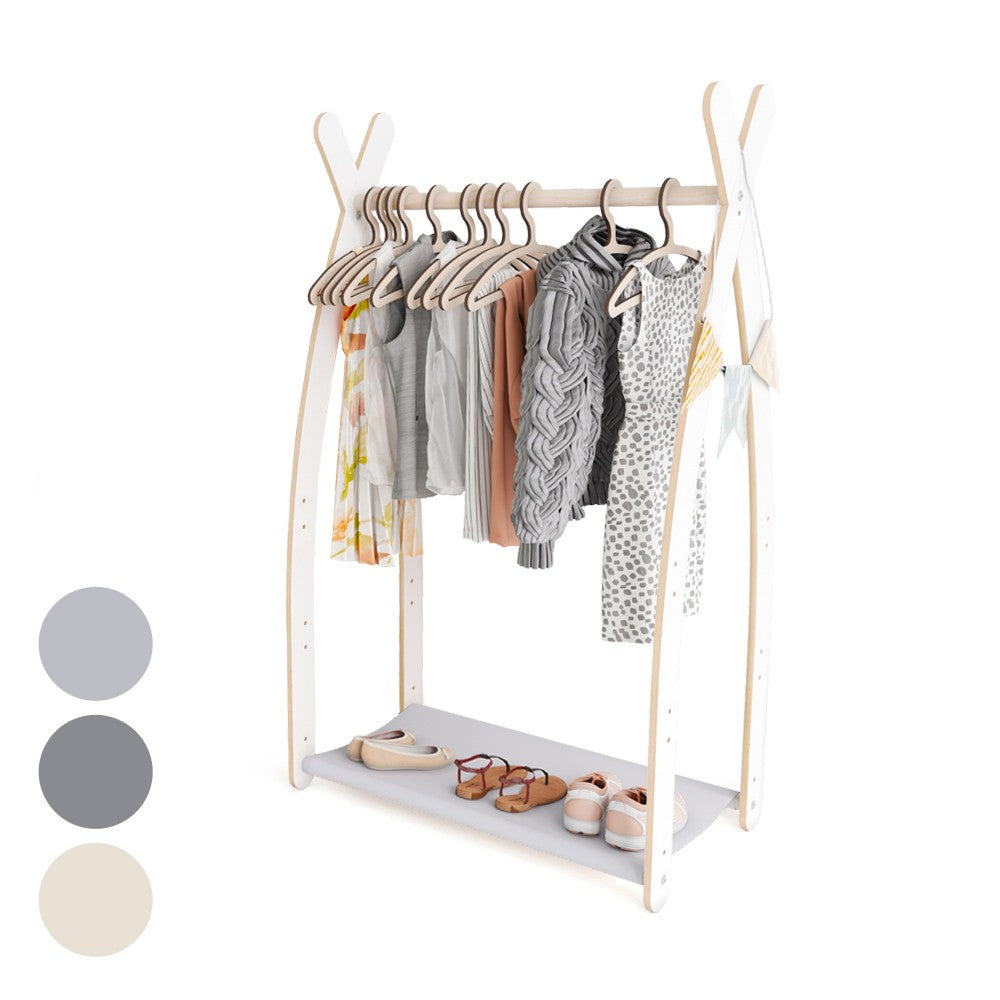 MAMOI® Children clothes rail Light grey 53x95x32cm | Dressing up rail for kids made of Yarnwood | Baby wardrobe clothes storage modern design | Baby accessories | 100% ECO | MADE in EU-0