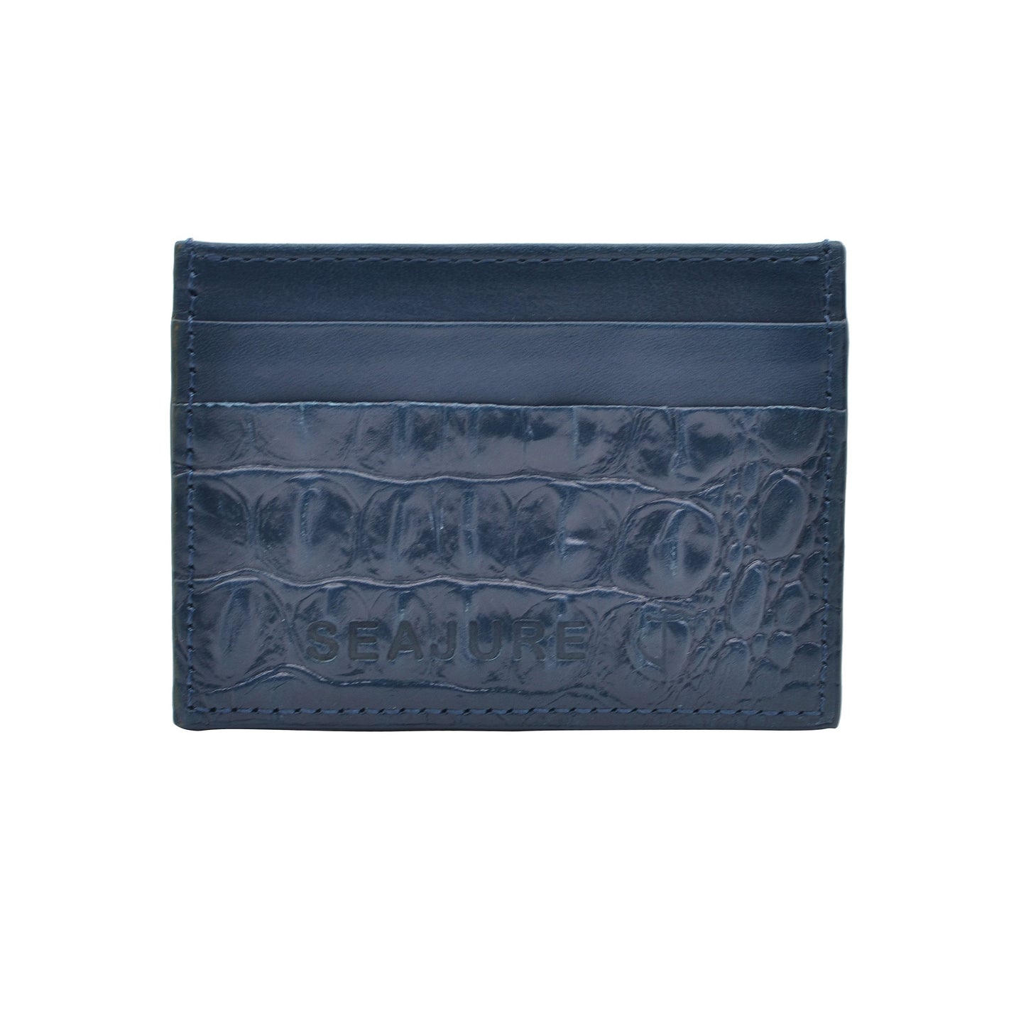 Croc Embossed Leather Card Holder-0