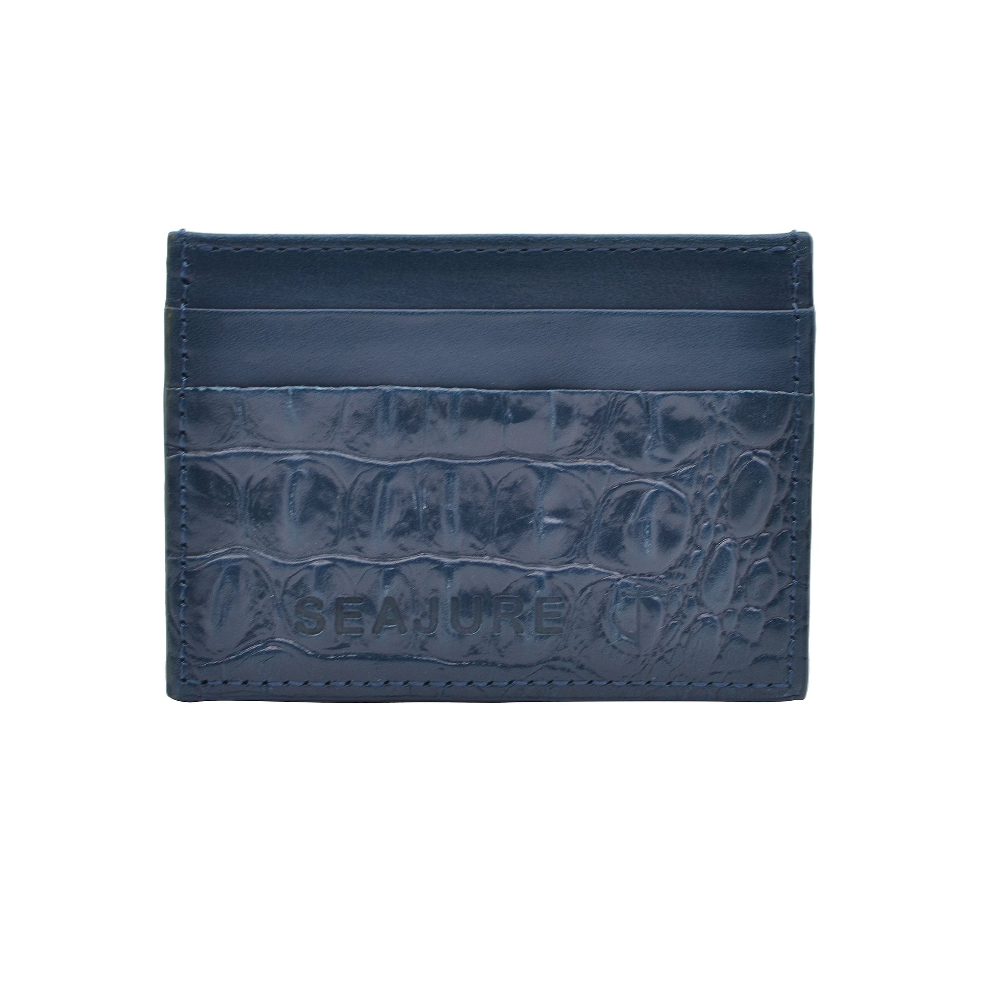 Croc Embossed Leather Card Holder-0