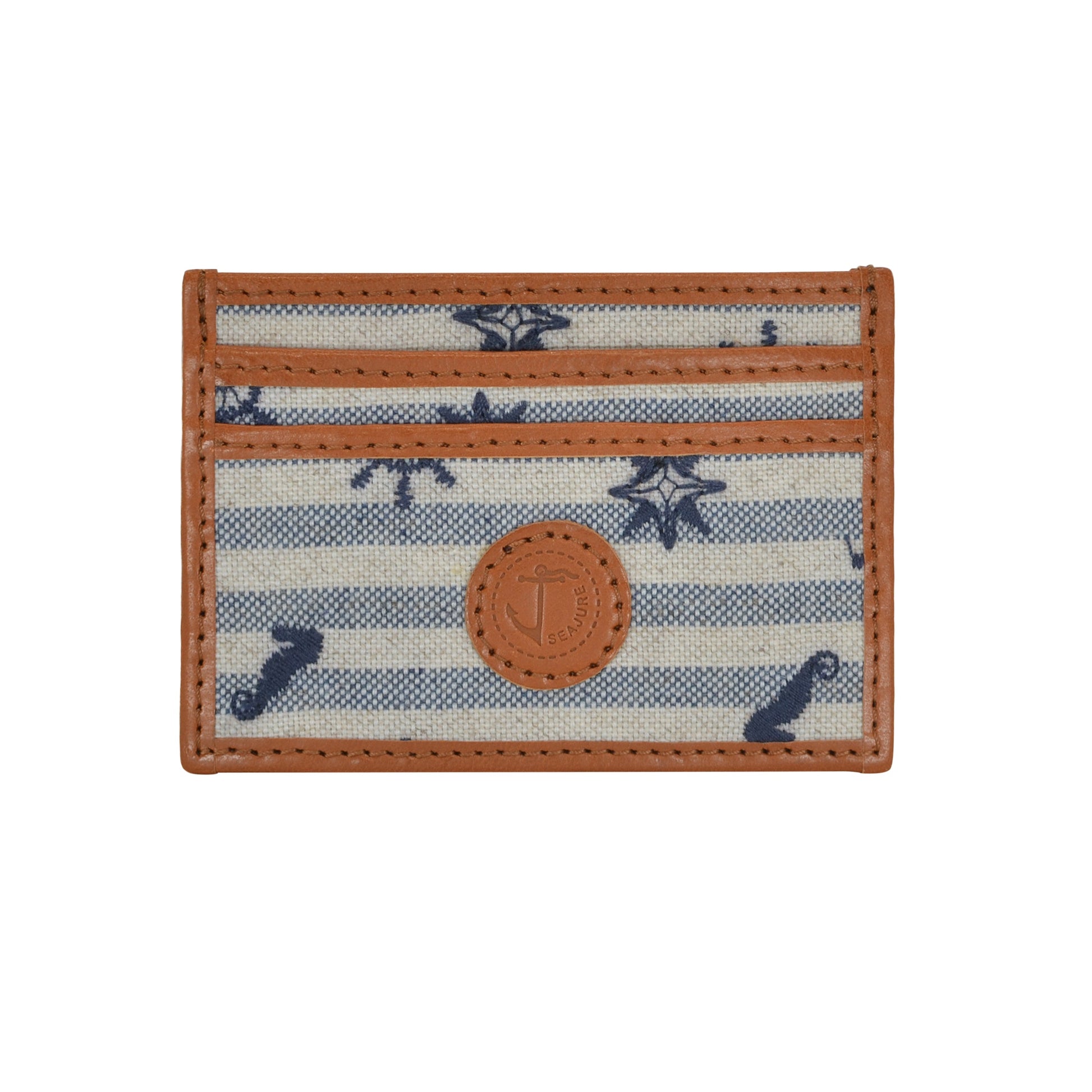 Punalu Embroidered Linen Card Holder-0