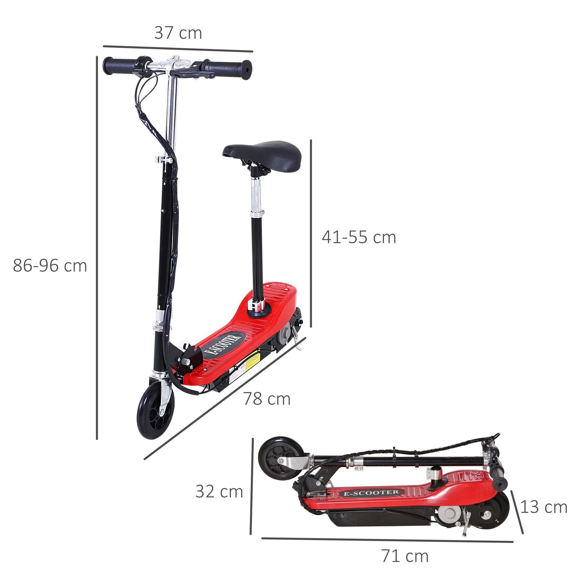 HOMCOM Outdoor Ride On Powered Scooter for kids Sporting Toy 120W Motor Bike 2 x 12V Battery - Red-1