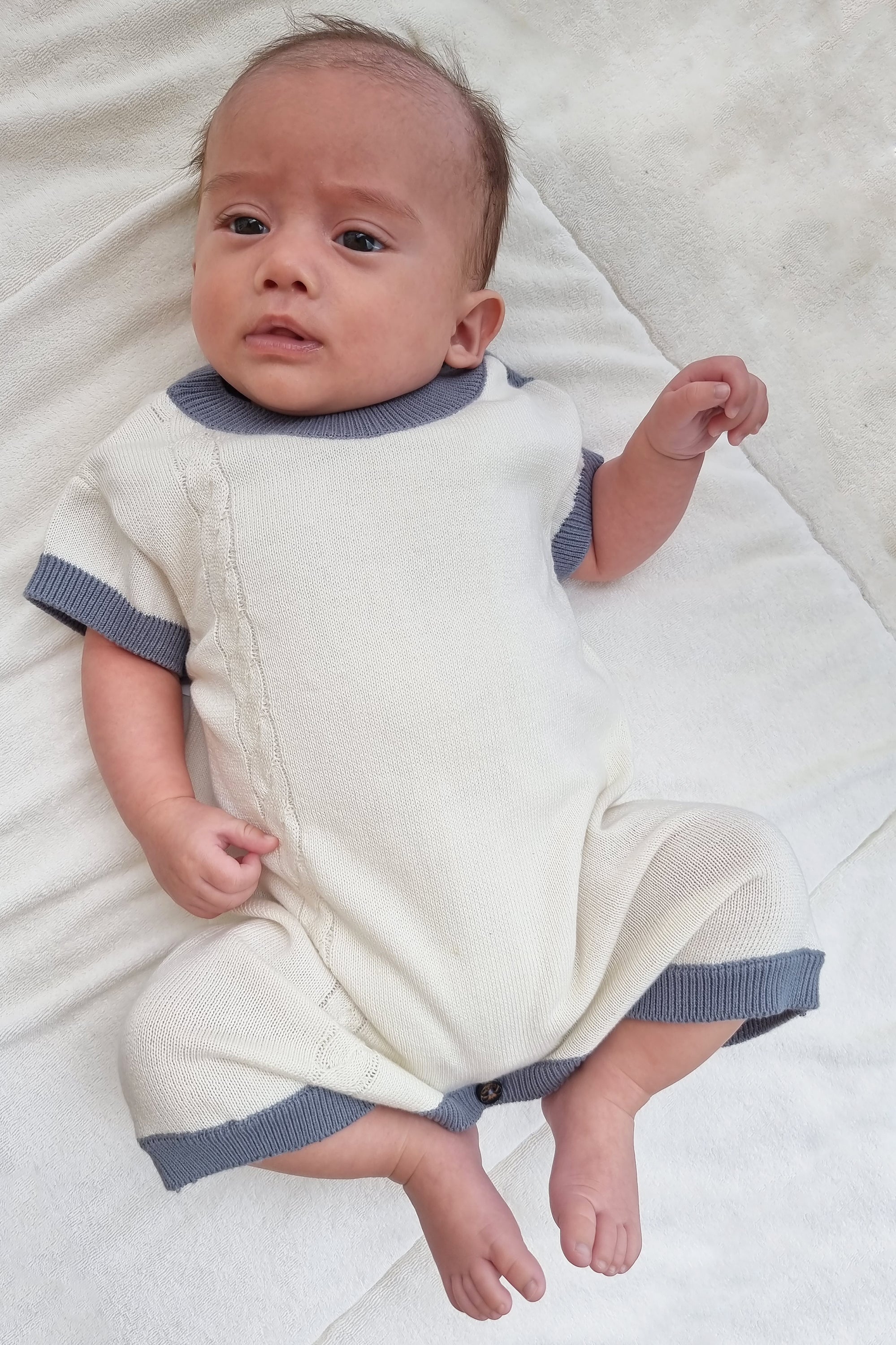 Organic Cotton Knitted Newborn Summer Romper-1