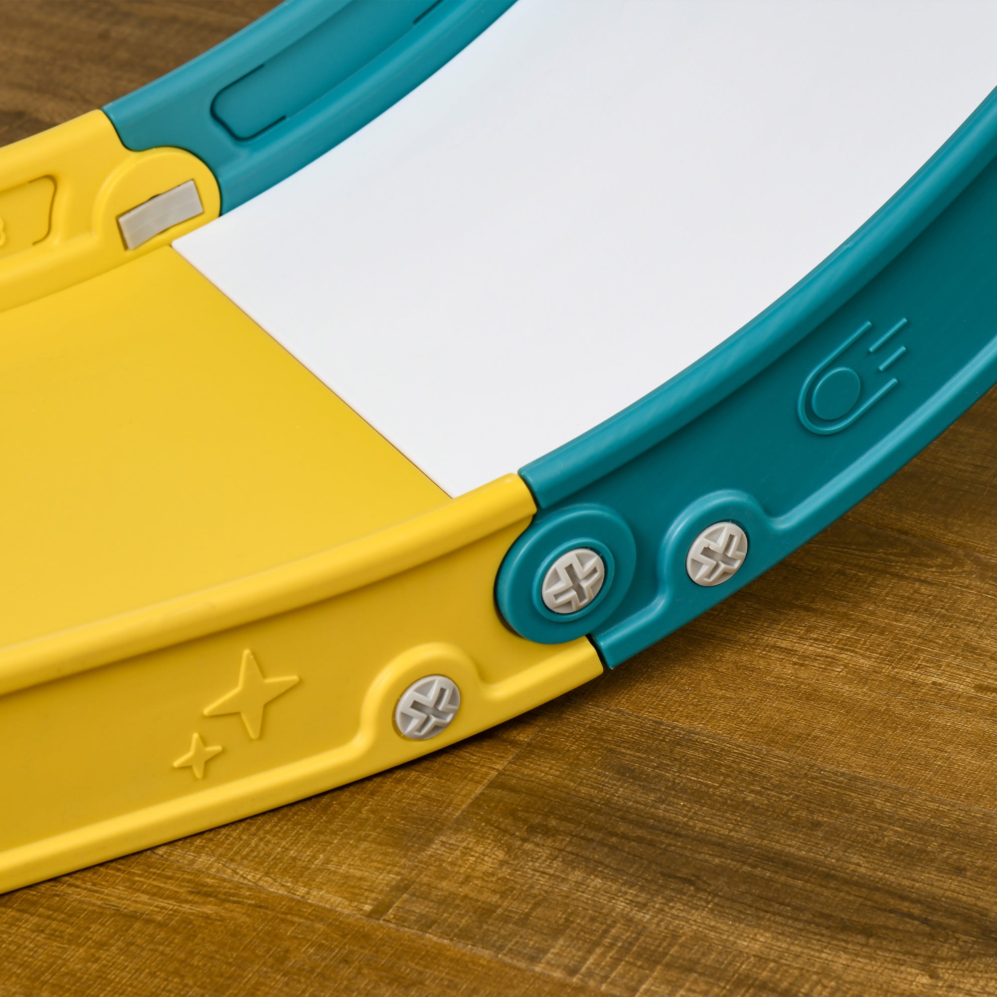 AIYAPLAY 6-in-1 Swing and Slide Set, Kids Playground with Basketball Hoop, Telescope, Storage Space - Yellow-7