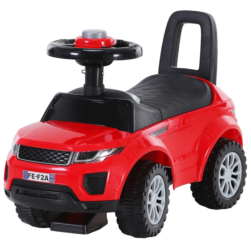 3-in-1 Ride On Car Foot To Floor Slider Toddler w/ Horn Steering Wheel Manual Under Seat Storage Safe Design in Red | HOMCOM-0