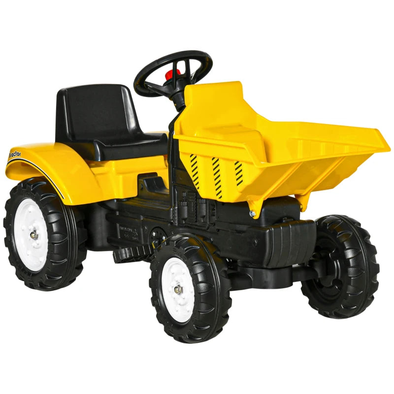 HOMCOM Kids Ride on Tractor No Power Pedal Go Kart with Manual Control Bucket for 3-6 Years Old-0