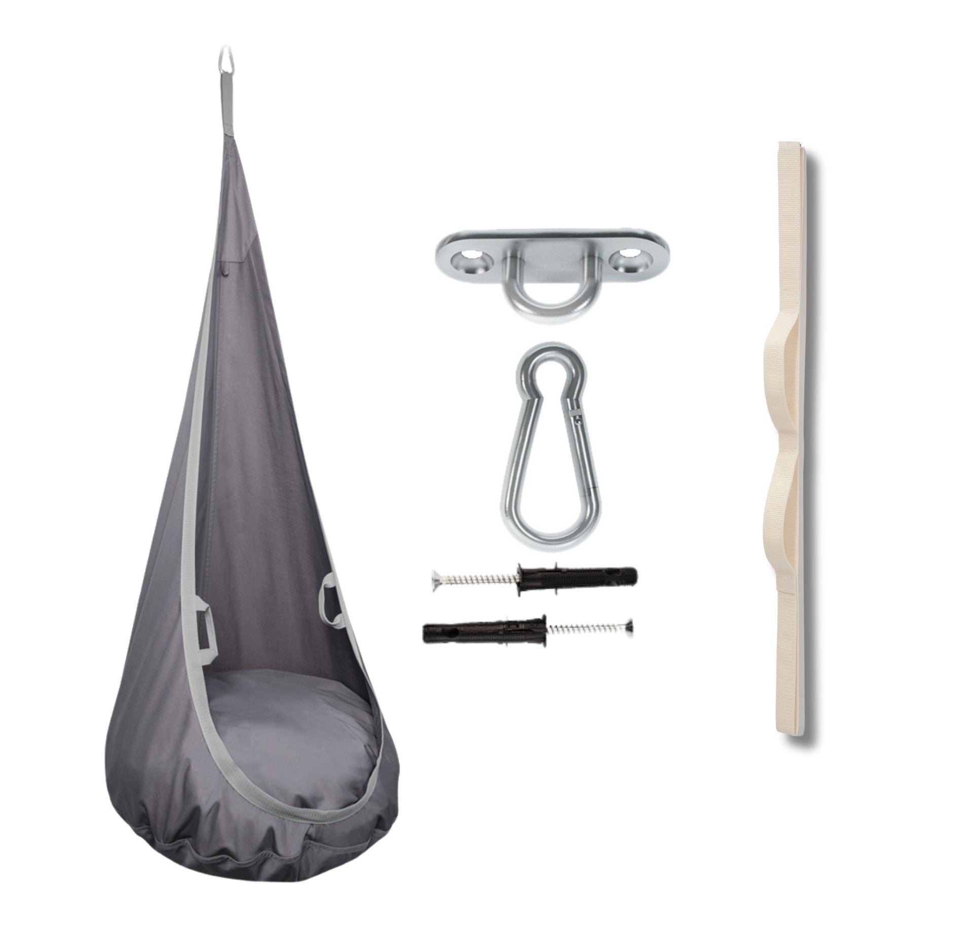 MAMOI® Swing hanging chair Grey, Indoor hammock, Sensory swing seat for bedroom for kids, Child door swinging nest for autism, Garden egg swings for children-0