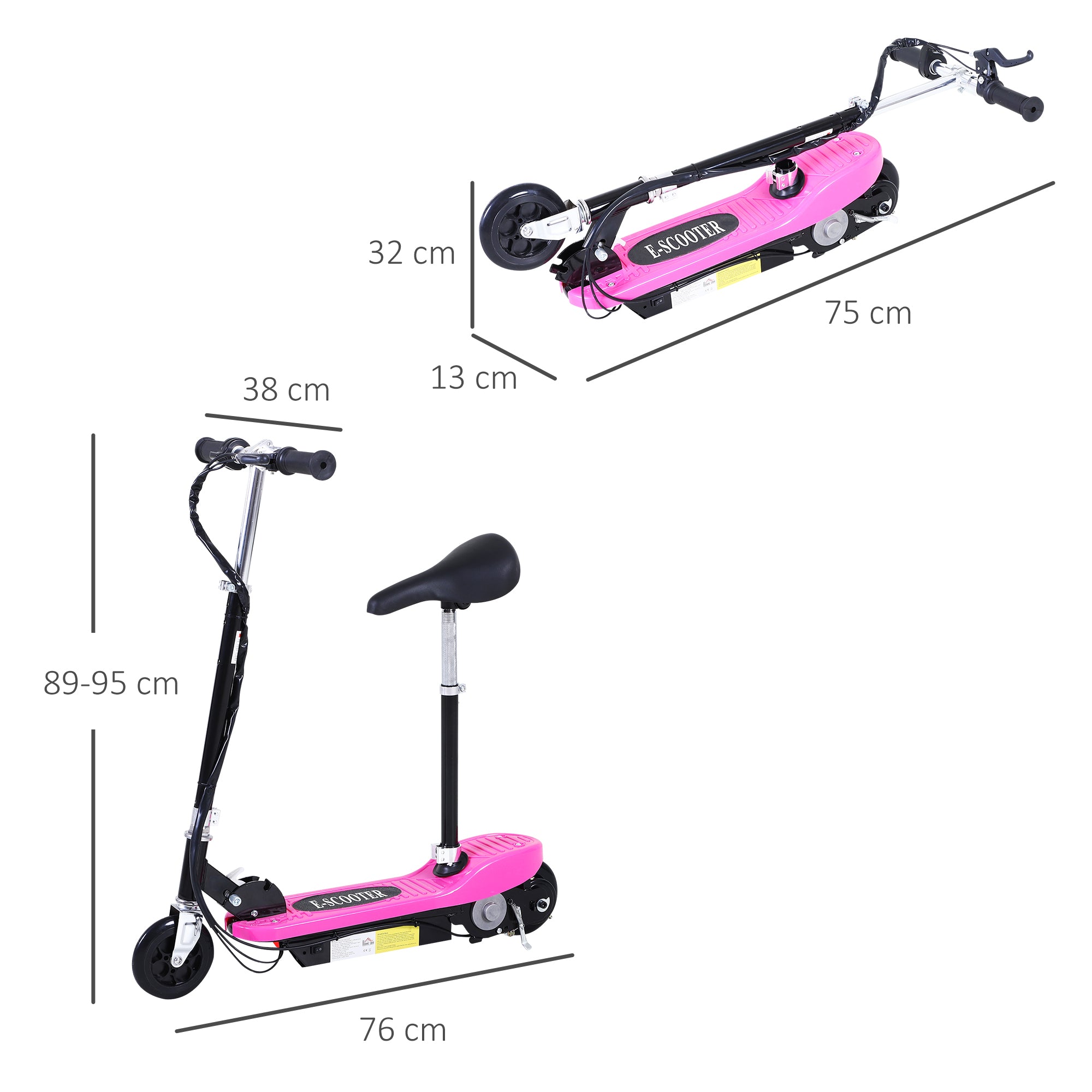 HOMCOM Outdoor Ride On Powered Scooter for kids Sporting Toy 120W Motor Bike 2 x 12V Battery - Pink-1
