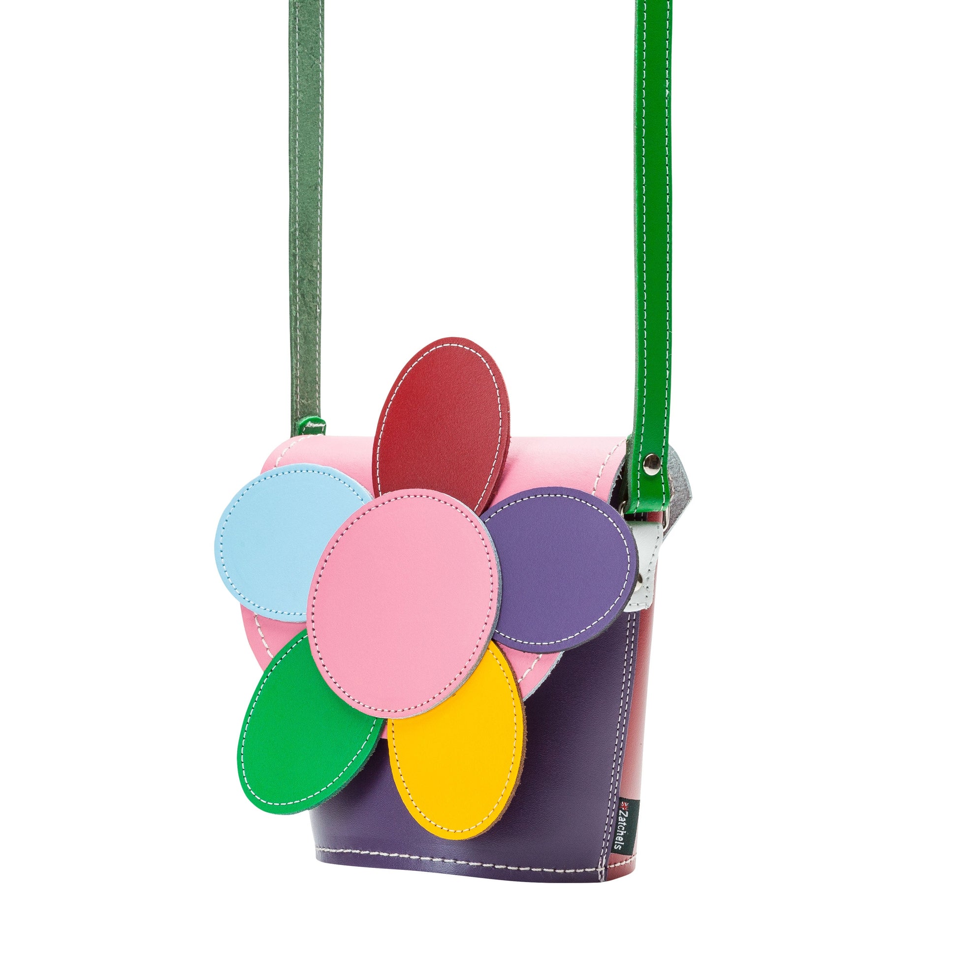 Handmade Leather Daisy Barrel Bag - Classic Kaleidoscope-1