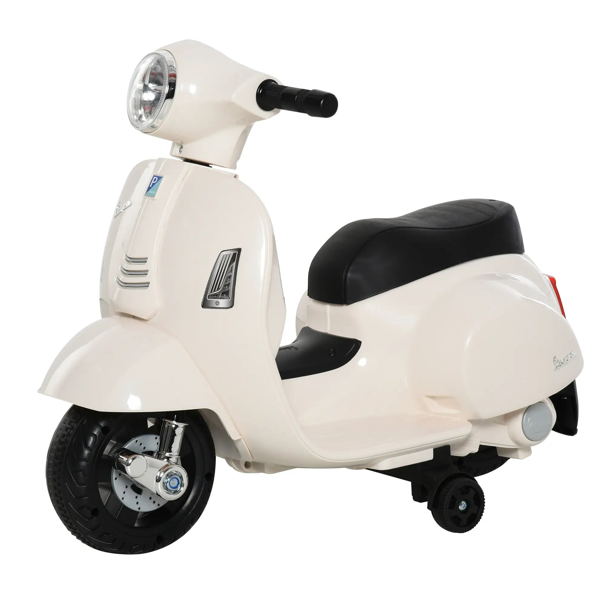 HOMCOM Vespa Licensed Kids Ride On Motorcycle 6V Battery Powered Electric Trike Toys for 18-36 Months with Horn Headlight White-0