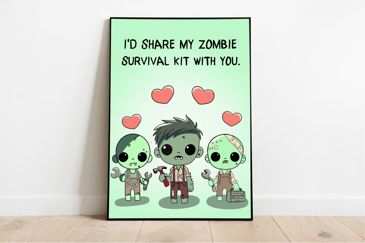 Zombie Love Art Print | Cute Survival Kit Undead Decor
