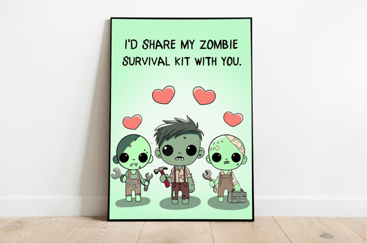 Zombie Love Art Print | Cute Survival Kit Undead Decor