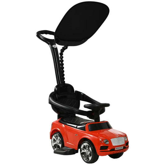 AIYAPLAY Bentley Bentayga Licensed 3-in-1 Baby Push Car, Ride on Car Sliding Car with Canopy, Horn Music in Red-0
