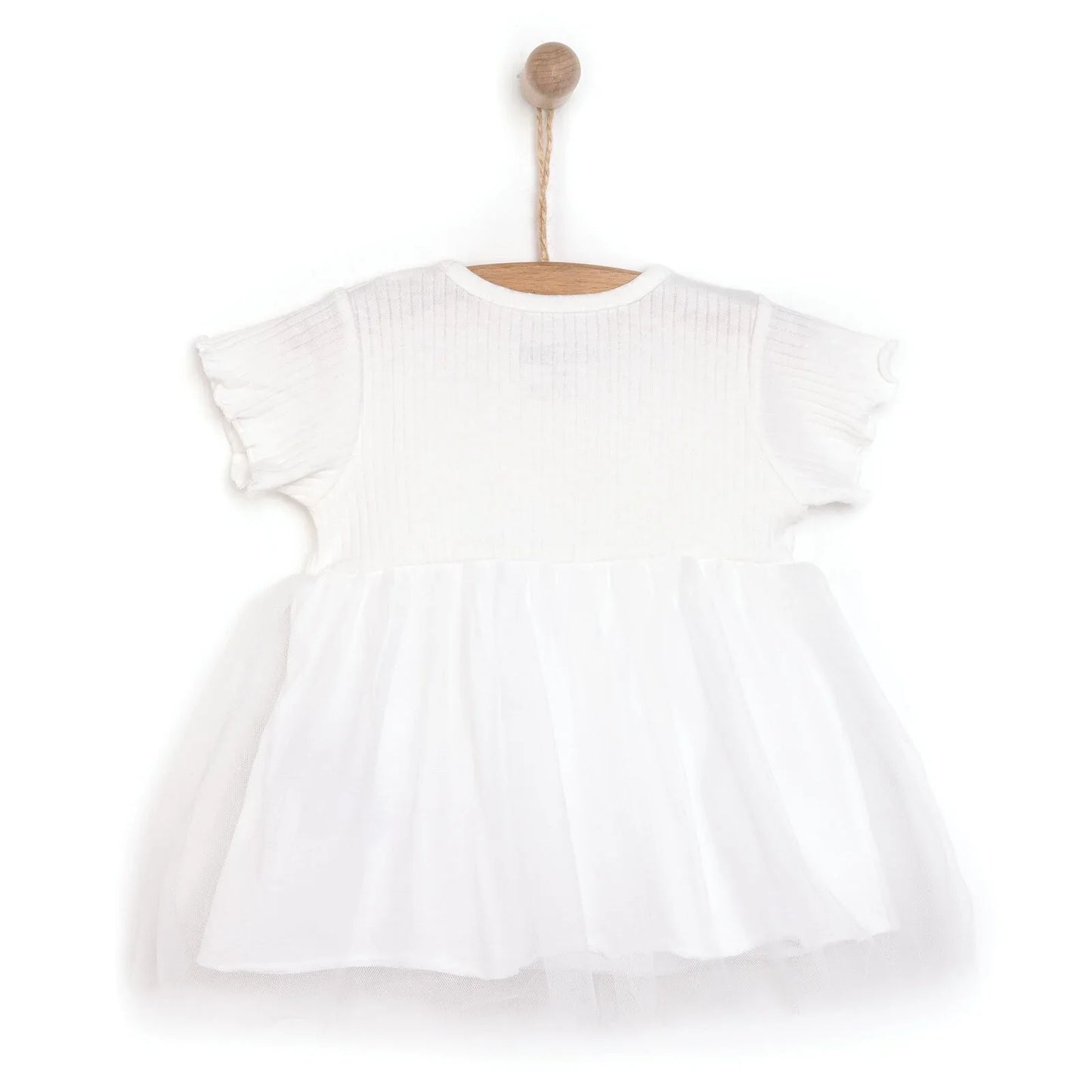 HelloBaby Newborn Girl Tulle Dress - Ecru