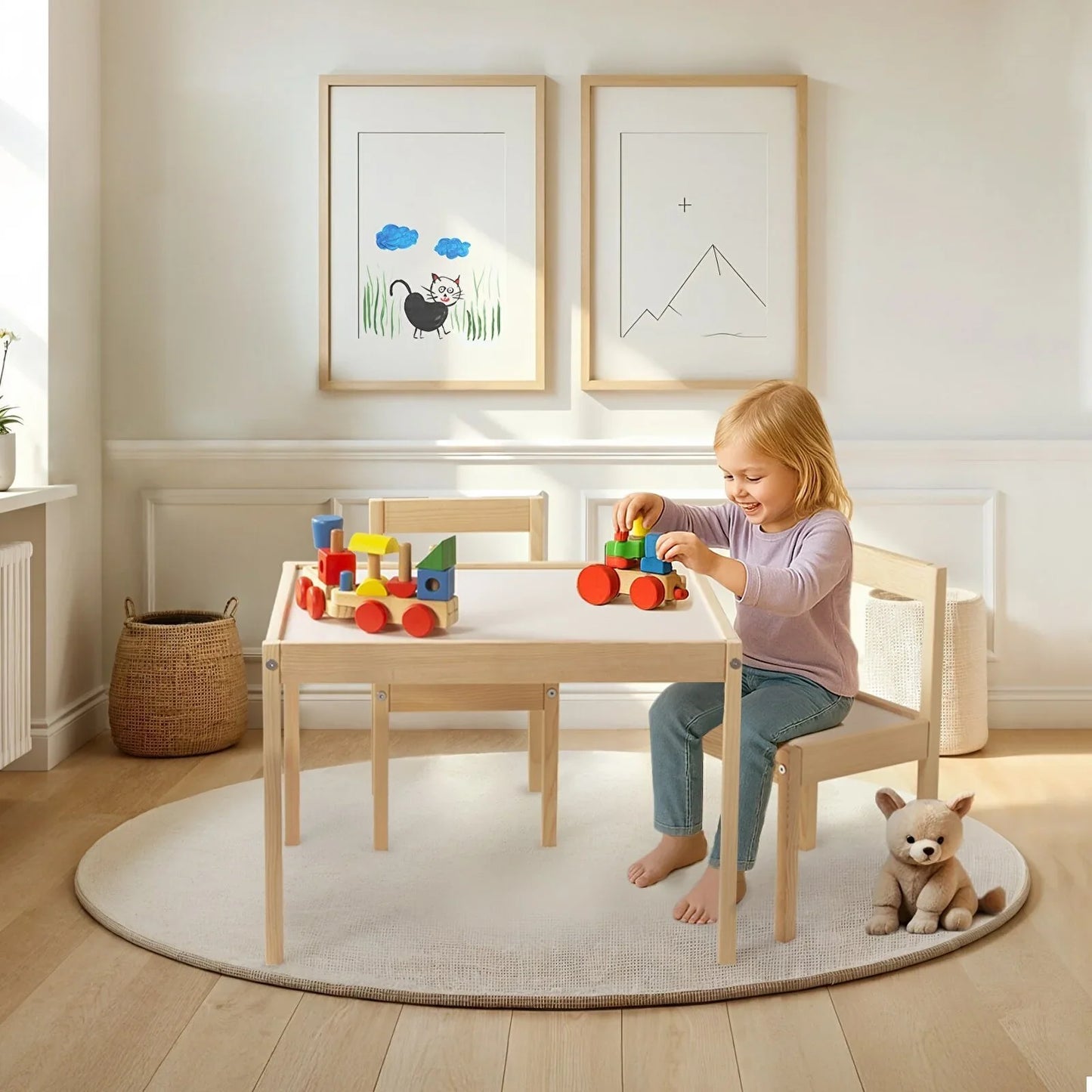 Outlet - Montessori Wooden Table&Chair Set for Kids