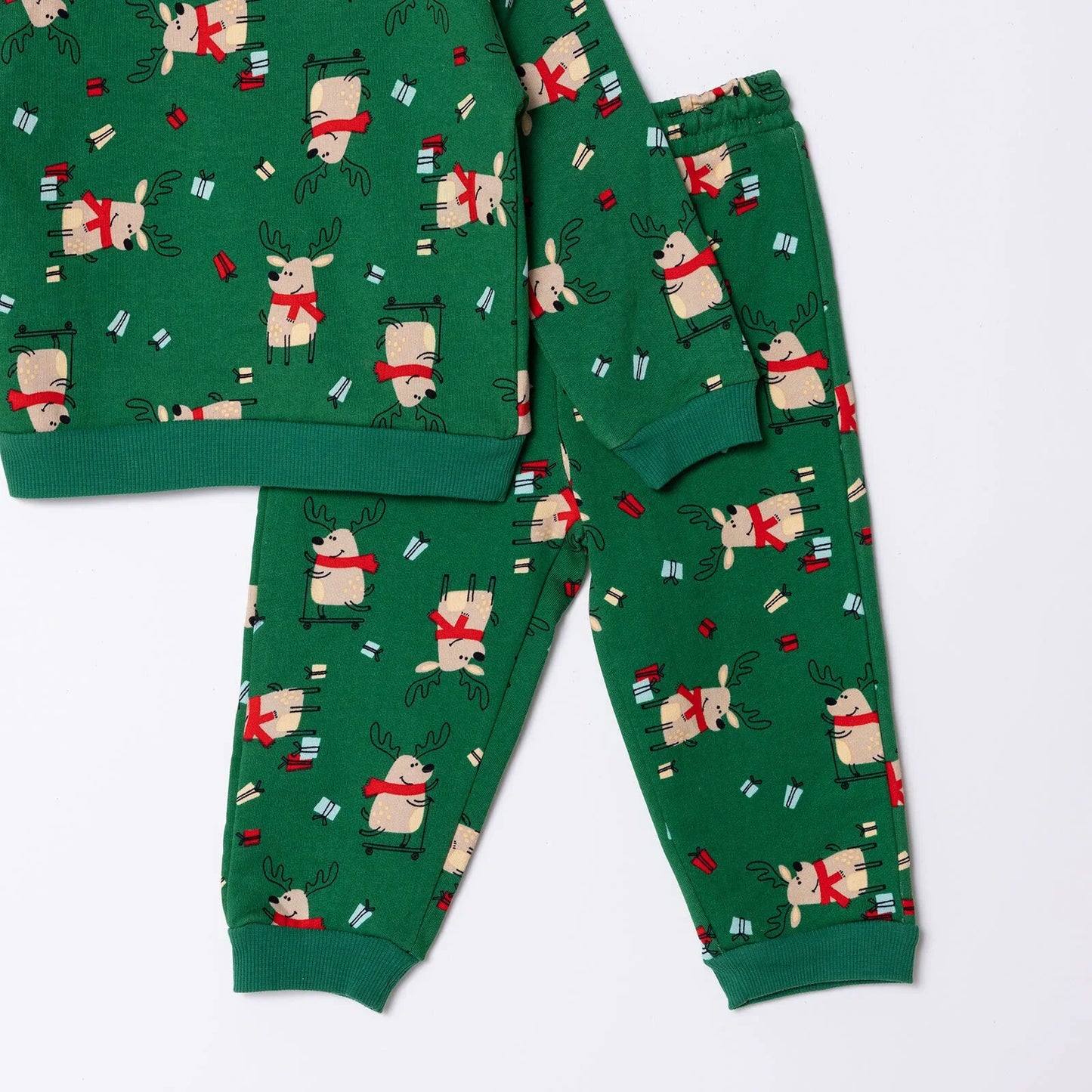 HelloBaby Christmas Baby Boy Snow Party Ejogging Set - Green Printed