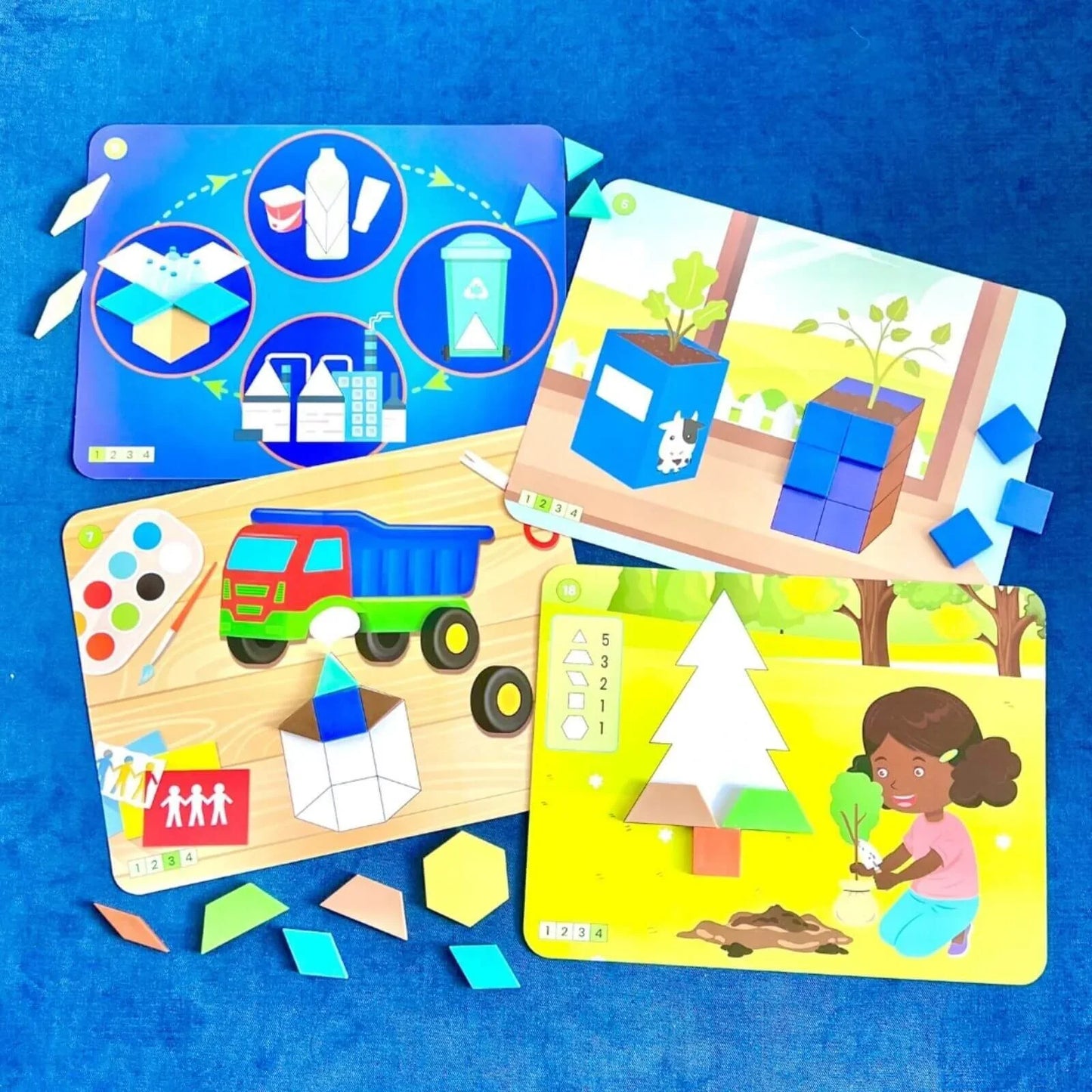 hand2Mind Recycling & Conservation Pattern Block Puzzle Set