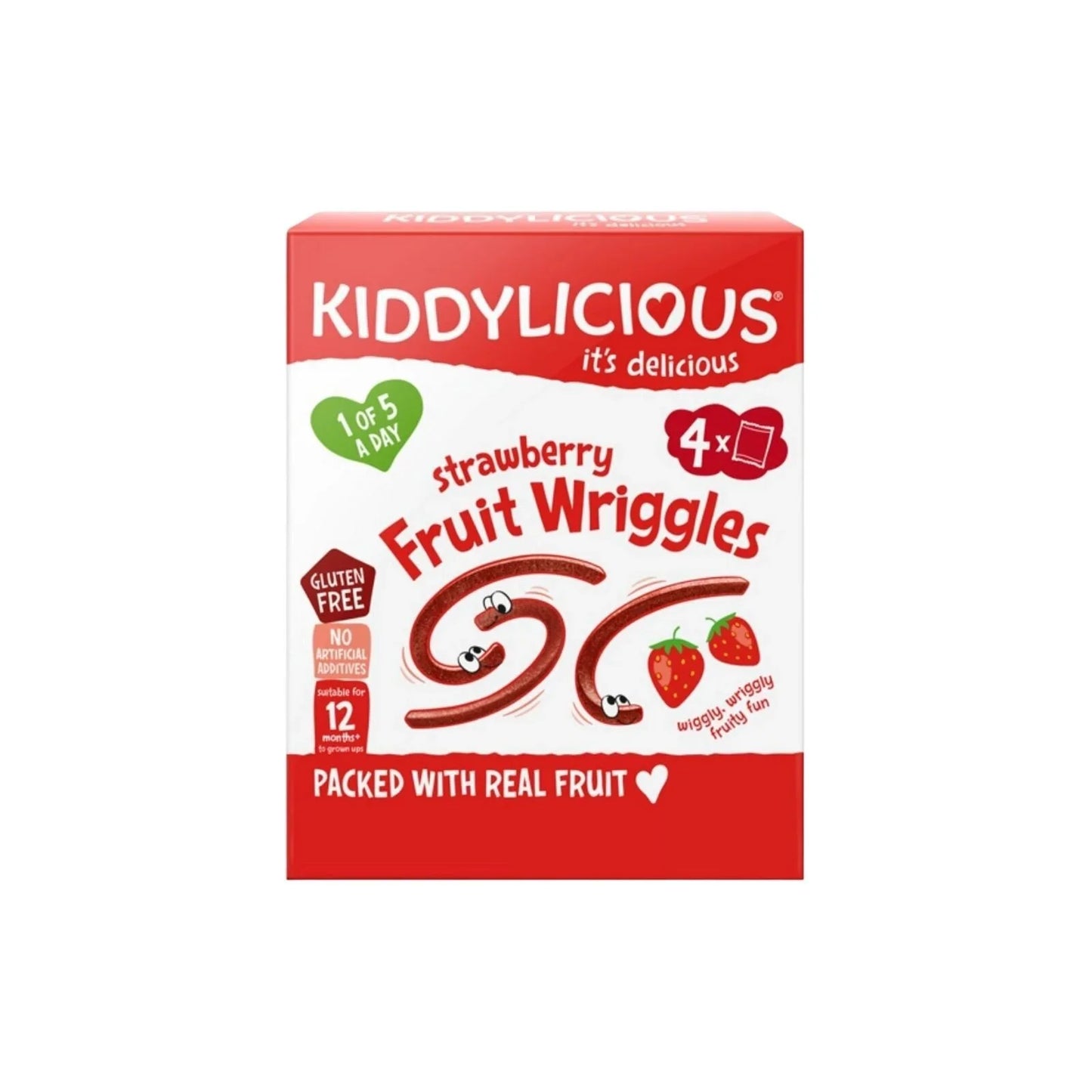 Kiddylicious Strawberry Fruit Wriggles Multi 12+ months 48g (4x12g)