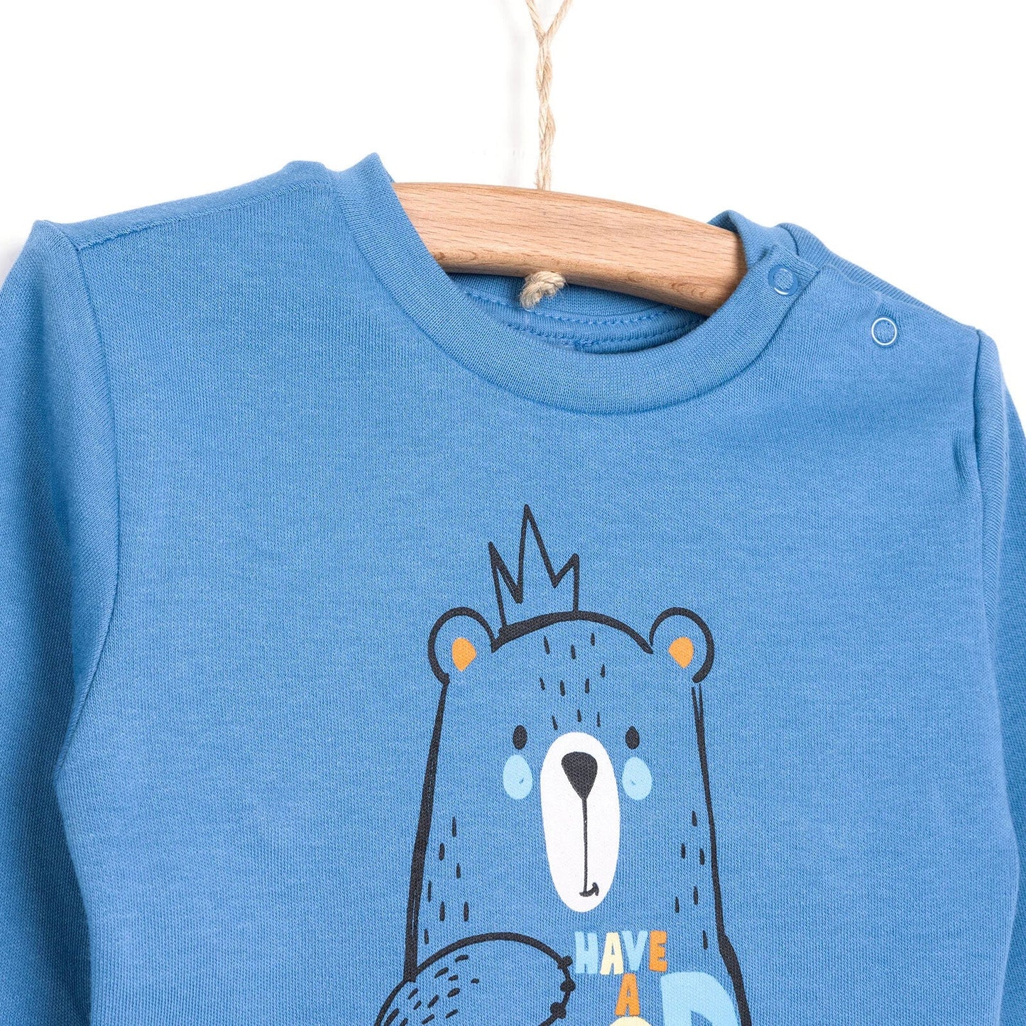 HelloBaby Basic Boy Bear Printed Jogging - Sax Blue