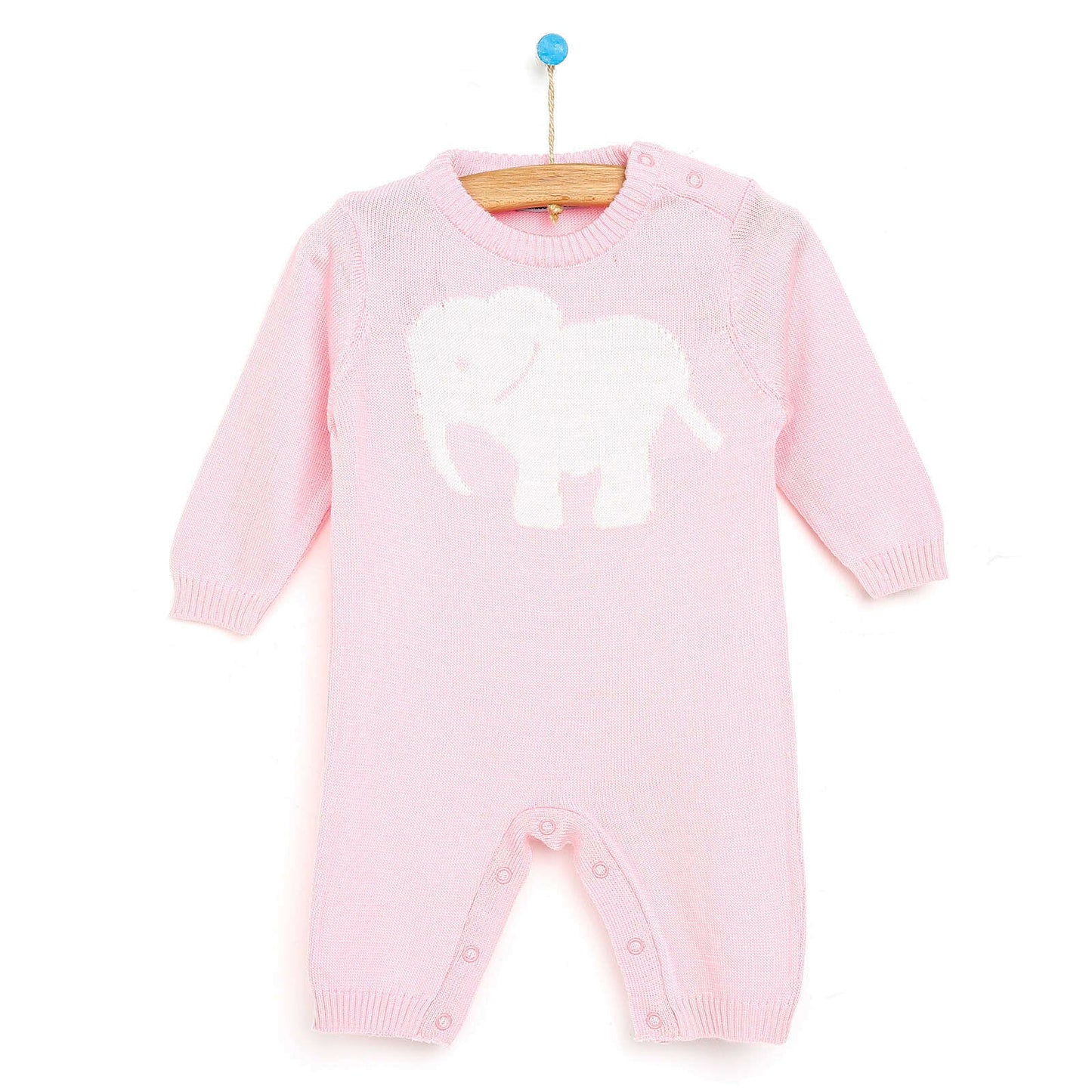 HelloBaby Newborn Knit Baby Elephant Jumpsuit - Light Pink