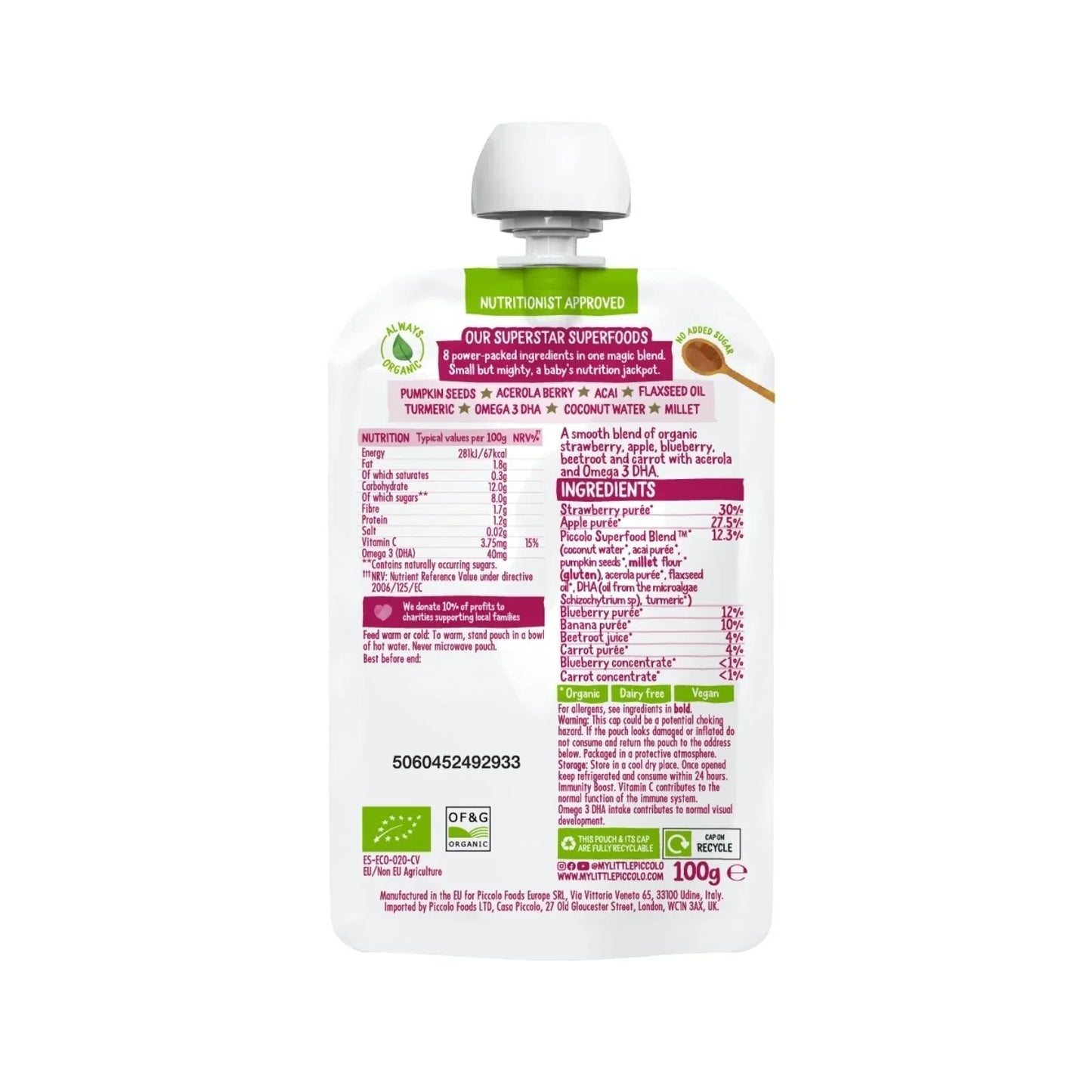 Piccolo Organic Berry & Beets Superboost 100g
