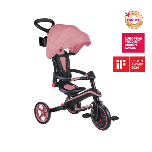 Globber Explorer Trike Foldable 4 in 1 - Deep Pastel Pink