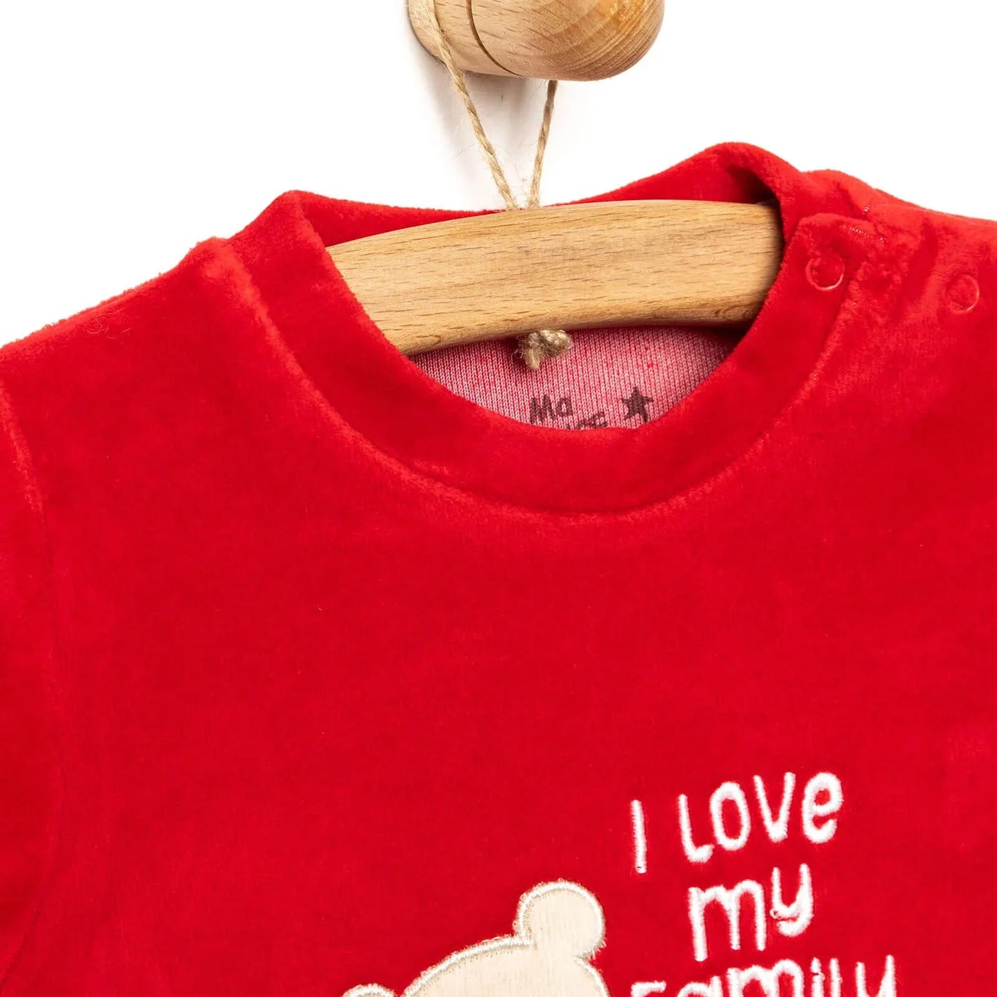 Ma Douce Newborn Velvet Footed Jumpsuit - Red