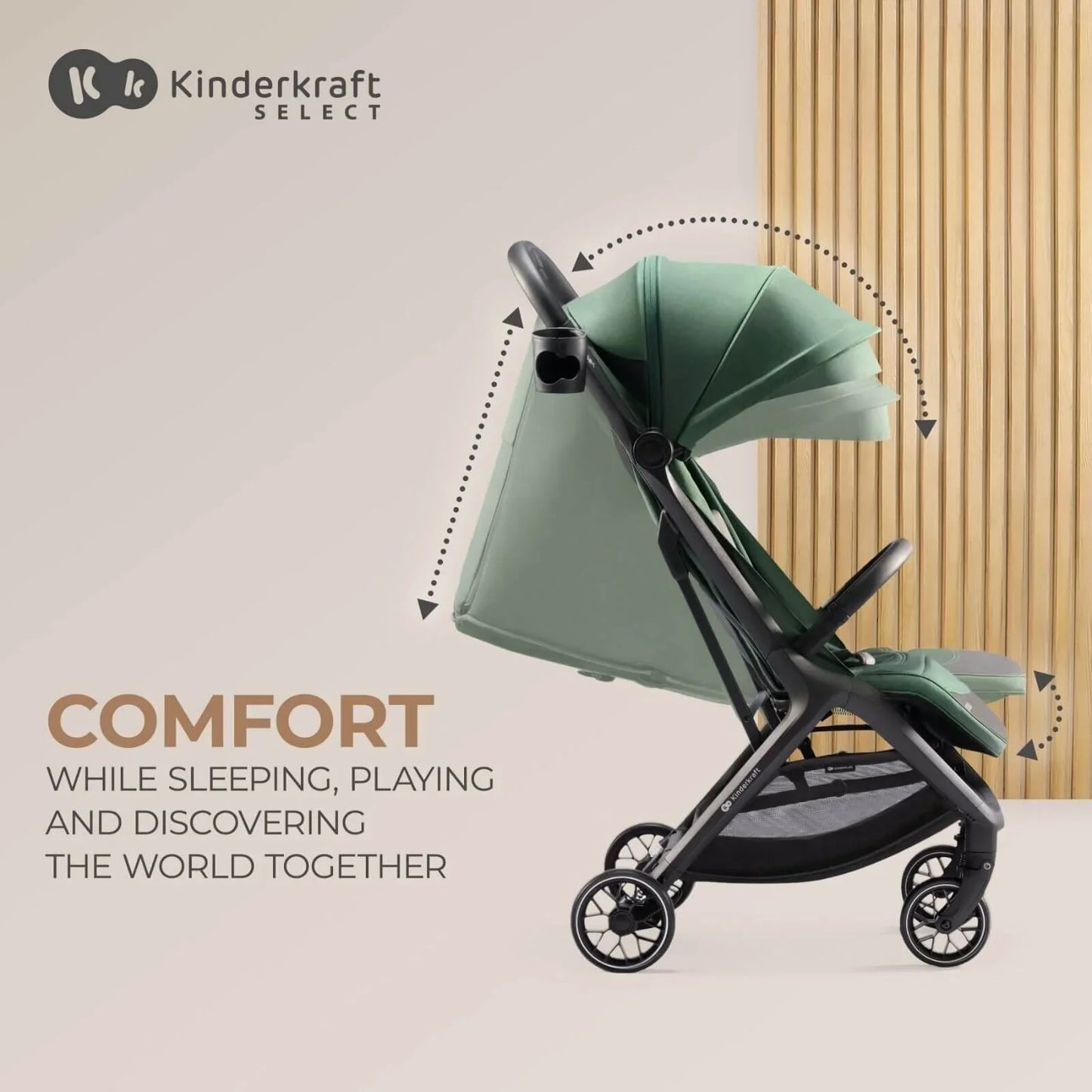 Kinderkraft Nubi 2 Auto-Folding Pushchair - Sand Beige
