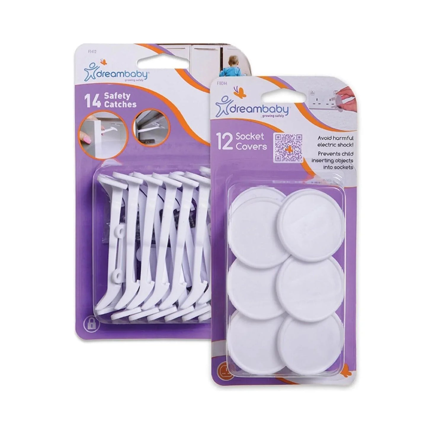 Dreambaby Wide-Grip Safety Catches 14 pcs & Socket Covers 12 pcs
