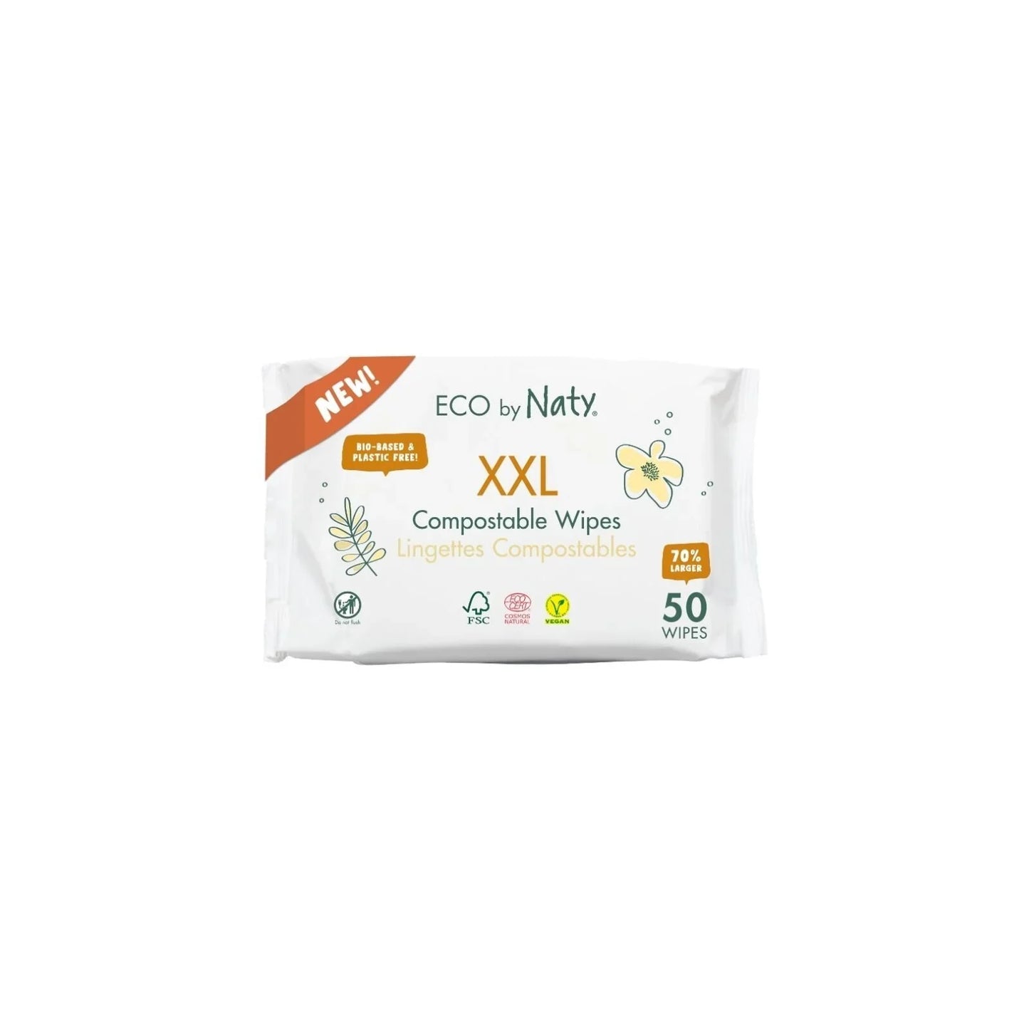 Naty Compostable XXL Baby Wipes 50 pcs