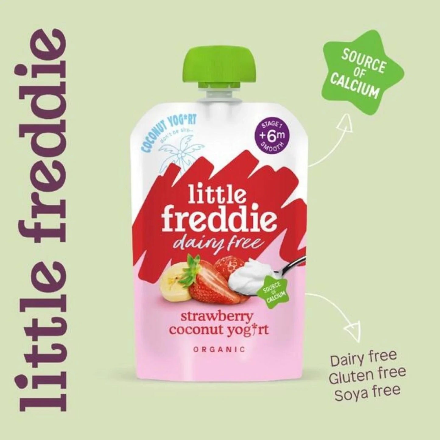 Little Freddie Organic Dairy Free Strawberry Yoghurt Baby Food Pouch 6+ months 90g