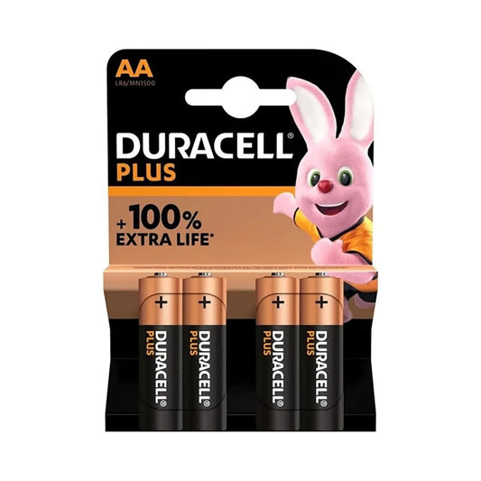 Duracell Plus AA Alkaline Batteries 4 pcs